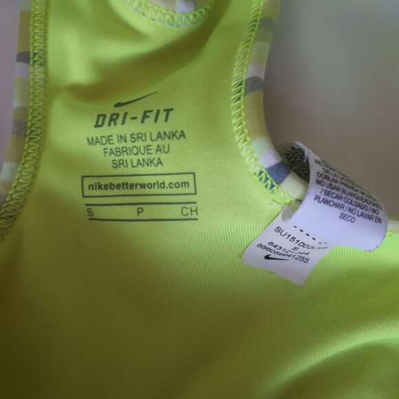 Two Racer Back Sports Bra Neon Green Nike Dri Fit and H&M SMALL - Picture 4 of 6